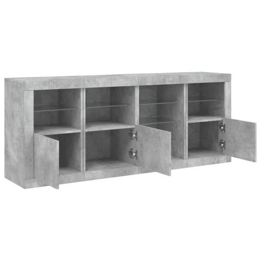Aparador - Bufete - Móvei de apoio com luzes LED 164x37x67 cm cinzento cimento pt1949