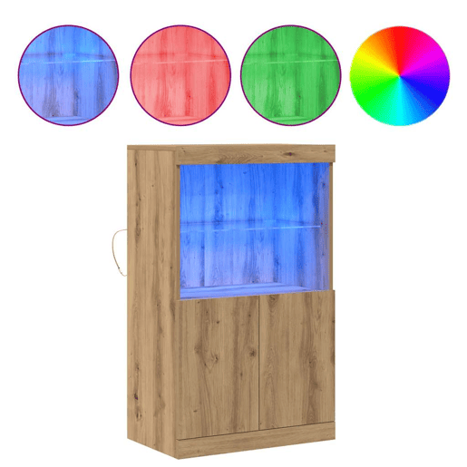 Aparador - Bufete - Móvei de apoio LED Castanho 60 x 37 x 100 cm Madeira processada pt4172