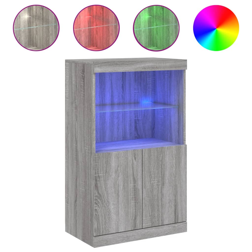 Aparador - Mueble de almacenamiento 60 Roble/ Gris
