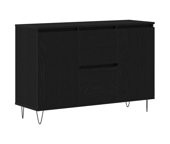 Aparador - mueble de almacenamiento roble negro 101,5 x 35 x 70 cm madera de ingeniería es4950
