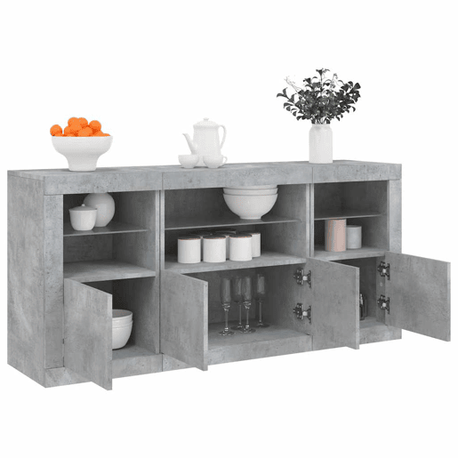 Aparador - Bufete - Móvei de apoio com luzes LED 142,5x37x67 cm cinzento cimento pt1942