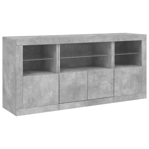 Aparador - Bufete - Móvei de apoio com luzes LED 142,5x37x67 cm cinzento cimento pt1942