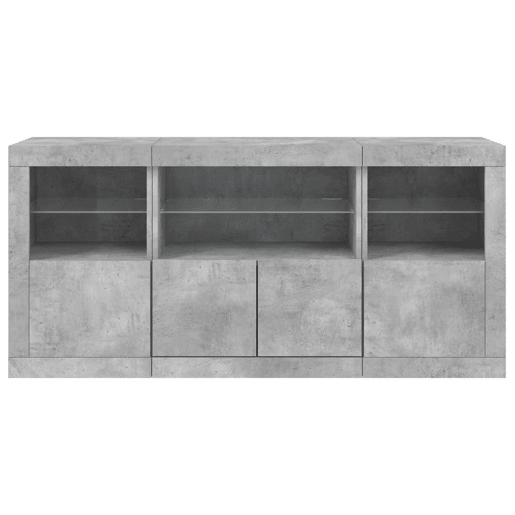 Aparador - Bufete - Móvei de apoio com luzes LED 142,5x37x67 cm cinzento cimento pt1942