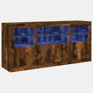 Aparador - Bufete - Móvei de apoio com luzes LED 142,5x37x67 cm carvalho fumado pt2023