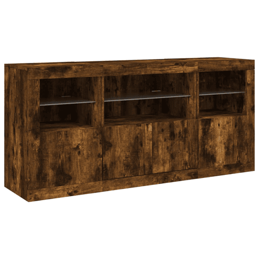 Aparador - Bufete - Móvei de apoio com luzes LED 142,5x37x67 cm carvalho fumado pt2023