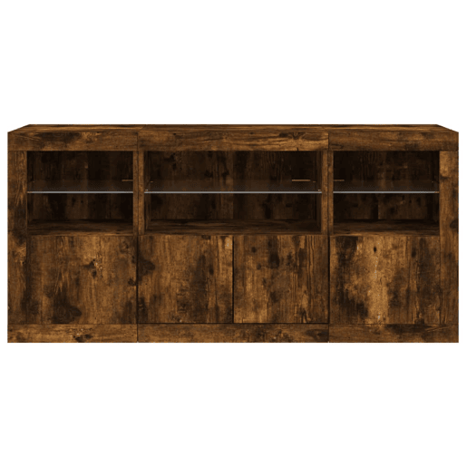 Aparador - Bufete - Móvei de apoio com luzes LED 142,5x37x67 cm carvalho fumado pt2023