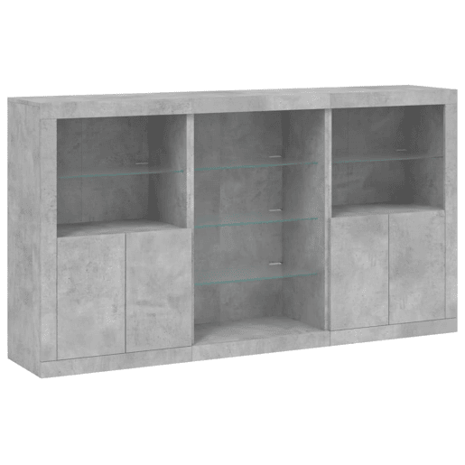 Aparador - Bufete - Móvei de apoio com luzes LED 181,5x37x100 cm cinzento cimento pt1951
