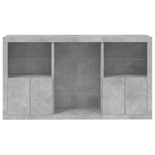 Aparador - Bufete - Móvei de apoio com luzes LED 181,5x37x100 cm cinzento cimento pt1951