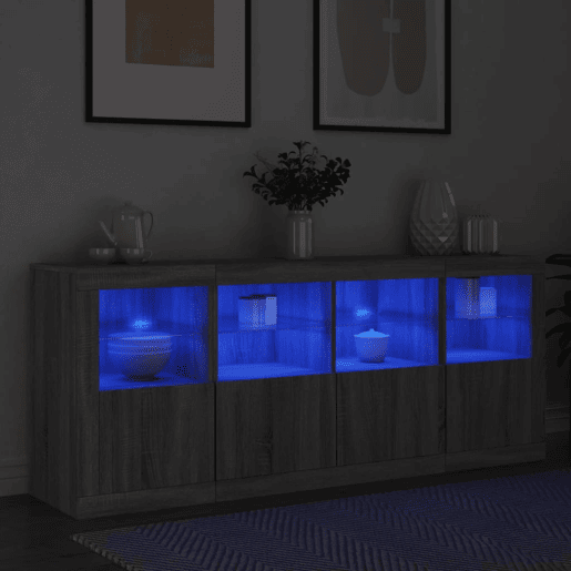 Aparador - Bufete - Móvei de apoio com luzes LED 163x37x67 cm cinzento sonoma pt1976