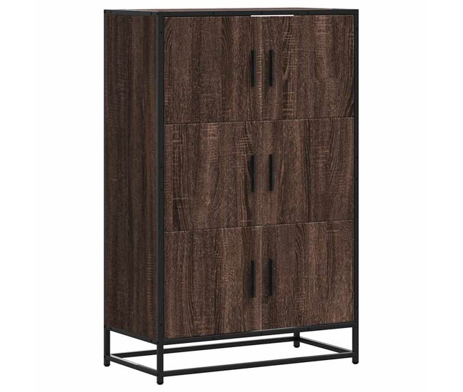 Aparador alto - mueble de almacenamiento madera de ingeniería y metal marrón roble es1436