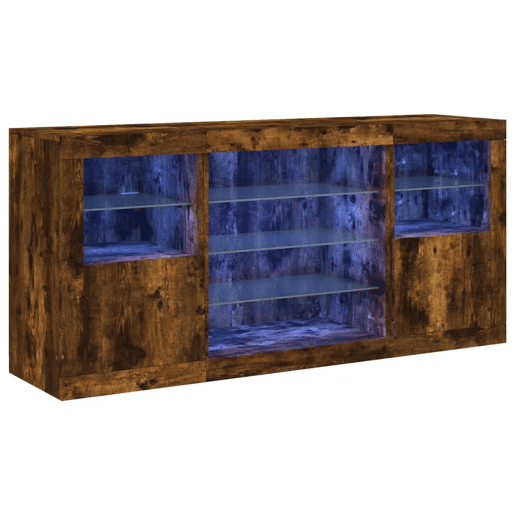 Aparador - Bufete - Móvei de apoio com luzes LED 142,5x37x67 cm carvalho fumado pt2024