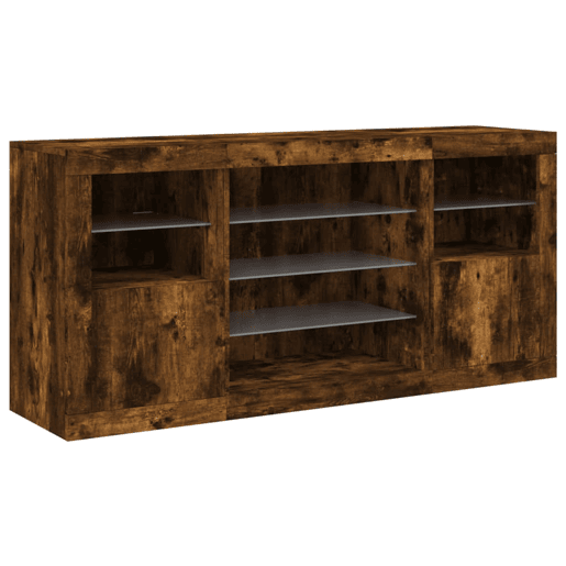 Aparador - Bufete - Móvei de apoio com luzes LED 142,5x37x67 cm carvalho fumado pt2024