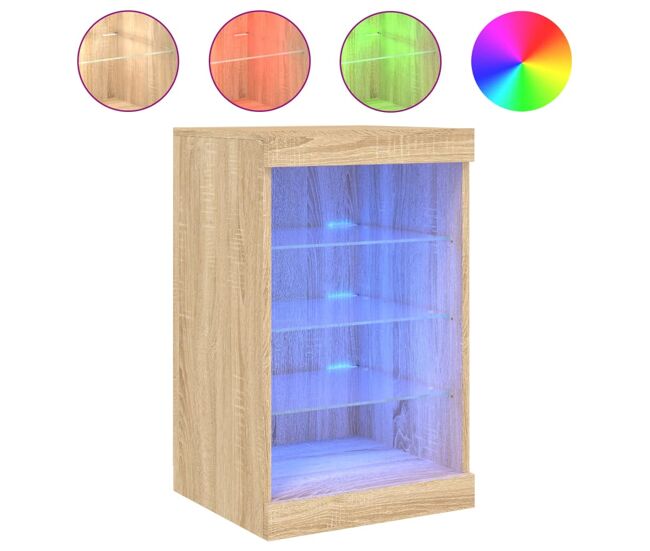 Aparador - mueble de almacenamiento con luces led roble sonoma 41x37x67 cm es2080