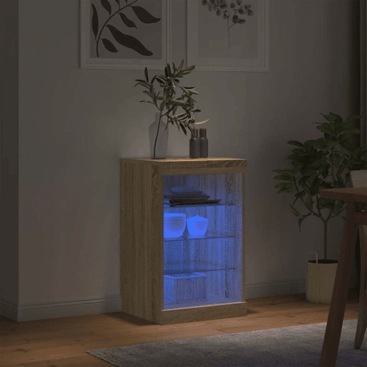 Aparador - Bufete - Móvei de apoio com luzes LED 41x37x67 cm carvalho sonoma pt2080