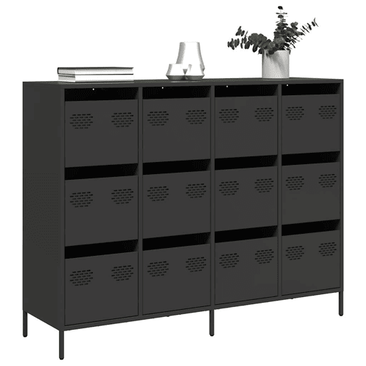 Aparador - Bufete - Móvei de apoio 135x39x103,5 cm aço laminado a frio preto pt2294 Aparador - Bufete - Móvei de apoio 135x39x103,5 cm aço laminado a frio preto pt2294