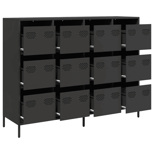 Aparador - Bufete - Móvei de apoio 135x39x103,5 cm aço laminado a frio preto pt2294 Aparador - Bufete - Móvei de apoio 135x39x103,5 cm aço laminado a frio preto pt2294
