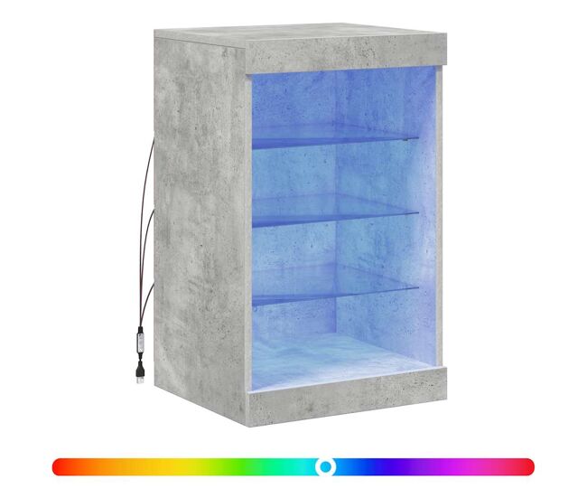 Aparador - mueble de almacenamiento con luces led gris hormigón 41x37x67 cm es1961