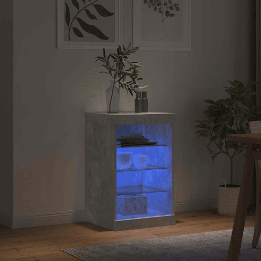 Aparador - Bufete - Móvei de apoio com luzes LED 41x37x67 cm cinzento cimento pt1961