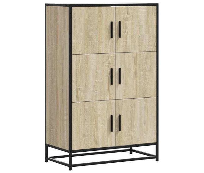 Aparador alto - mueble de almacenamiento madera de ingeniería y metal sonoma 68x35x106,5cm es1437