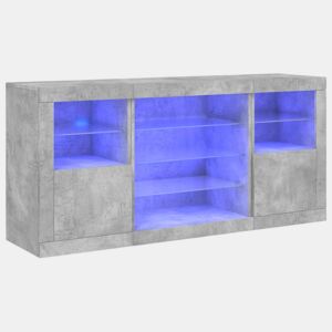 Aparador - Bufete - Móvei de apoio com luzes LED 142,5x37x67 cm cinzento cimento pt1943