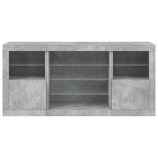 Aparador - Bufete - Móvei de apoio com luzes LED 142,5x37x67 cm cinzento cimento pt1943