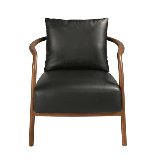 Poltrona de couro preto Angel Cerdá modelo 5178 pés nogueira 75 x 81 x 80 cm Poltrona de couro preto Angel Cerdá modelo 5178 pés nogueira 75 x 81 x 80 cm