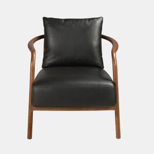 Poltrona de couro preto Angel Cerdá modelo 5178 pés nogueira 75 x 81 x 80 cm