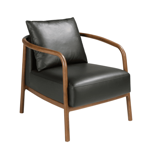 Poltrona de couro preto Angel Cerdá modelo 5178 pés nogueira 75 x 81 x 80 cm Poltrona de couro preto Angel Cerdá modelo 5178 pés nogueira 75 x 81 x 80 cm