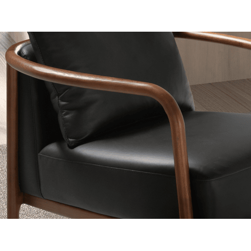 Poltrona de couro preto Angel Cerdá modelo 5178 pés nogueira 75 x 81 x 80 cm Poltrona de couro preto Angel Cerdá modelo 5178 pés nogueira 75 x 81 x 80 cm
