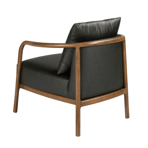 Poltrona de couro preto Angel Cerdá modelo 5178 pés nogueira 75 x 81 x 80 cm Poltrona de couro preto Angel Cerdá modelo 5178 pés nogueira 75 x 81 x 80 cm