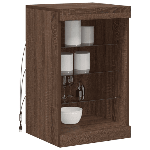 Aparador - Bufete - Móvei de apoio com luzes LED 41x37x67 cm carvalho castanho pt2055
