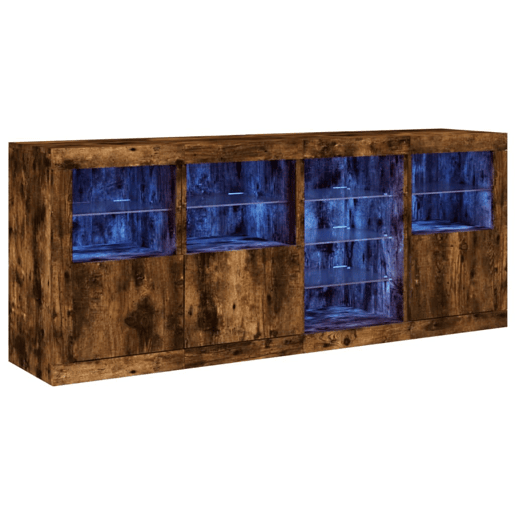 Aparador - Bufete - Móvei de apoio com luzes LED 164x37x67 cm carvalho fumado pt2030