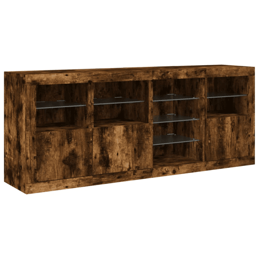 Aparador - Bufete - Móvei de apoio com luzes LED 164x37x67 cm carvalho fumado pt2030