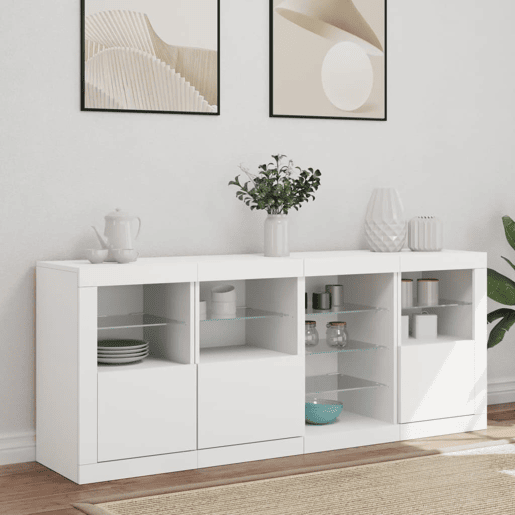 Aparador - Bufete - Móvei de apoio com luzes LED 164x37x67 cm branco pt1919