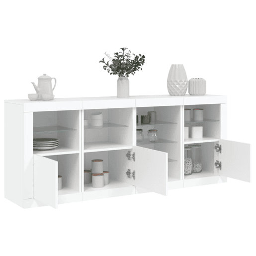 Aparador - Bufete - Móvei de apoio com luzes LED 164x37x67 cm branco pt1919