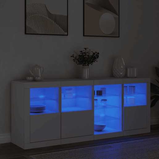 Aparador - Bufete - Móvei de apoio com luzes LED 164x37x67 cm branco pt1919