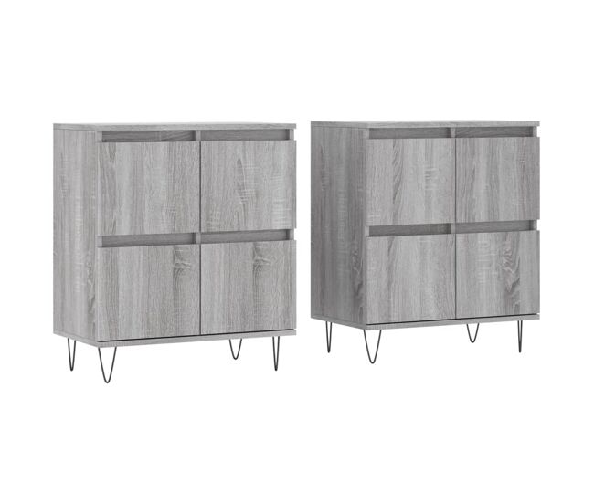 Aparador - muebles de almacenamiento 2 uds madera contrachapada gris sonoma es5134
