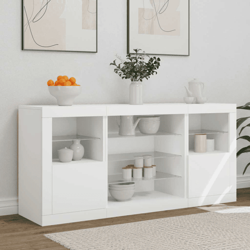 Aparador - Bufete - Móvei de apoio com luzes LED 142,5x37x67 cm branco pt1913