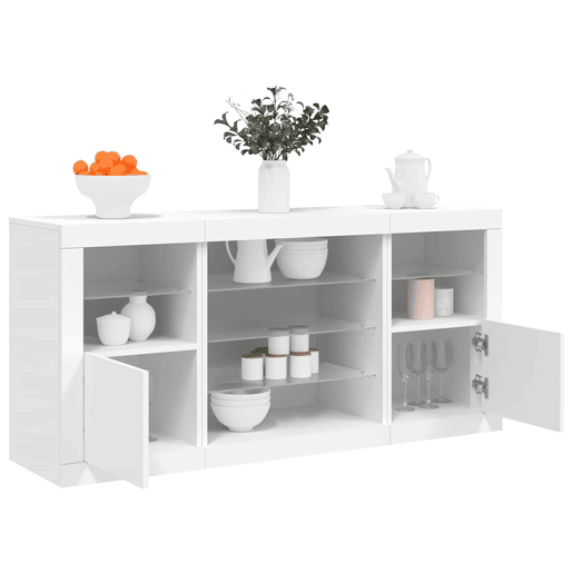 Aparador - Bufete - Móvei de apoio com luzes LED 142,5x37x67 cm branco pt1913