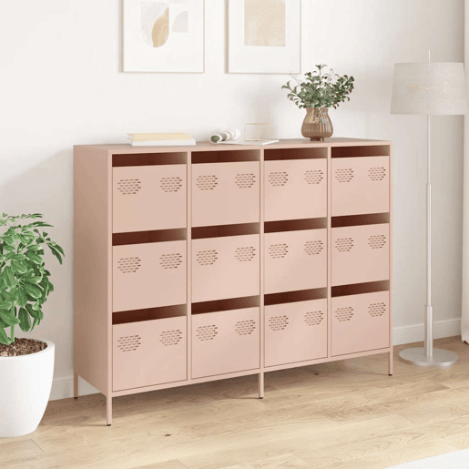 Aparador - Bufete - Móvei de apoio 135x39x103,5 cm aço laminado a frio rosa pt2308