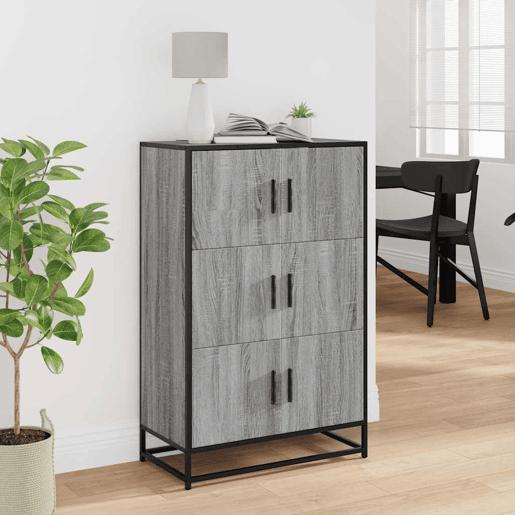 Armário alto - Bufete - Móvel de apoio 68x35x106,5 cm madeira e metal cinza sonoma pt1433