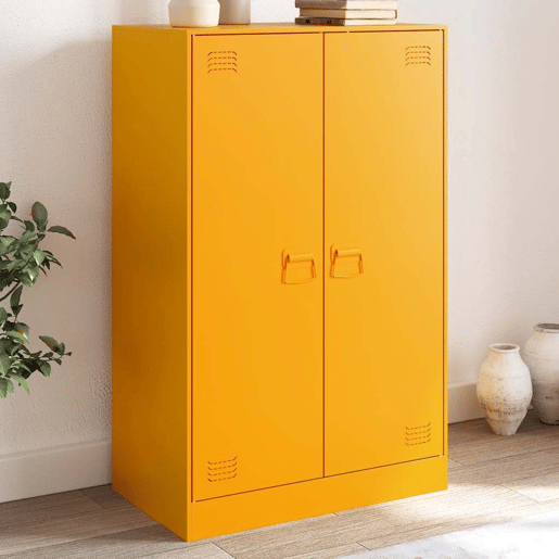 Aparador - Bufete - Móvei de apoio 67x39x107 cm aço amarelo mostarda pt2180
