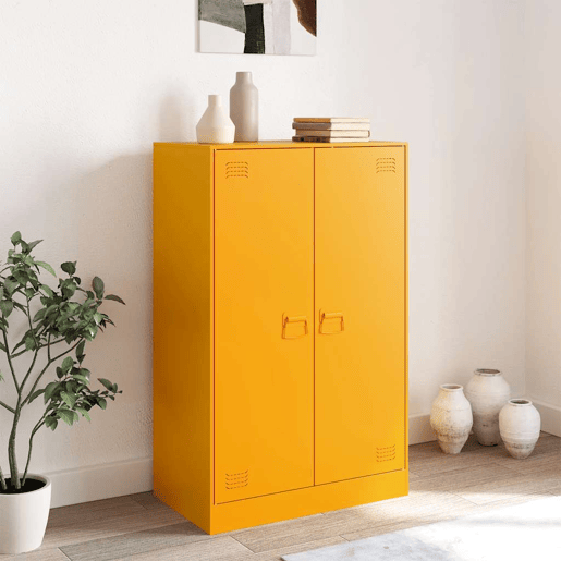 Aparador - Bufete - Móvei de apoio 67x39x107 cm aço amarelo mostarda pt2180