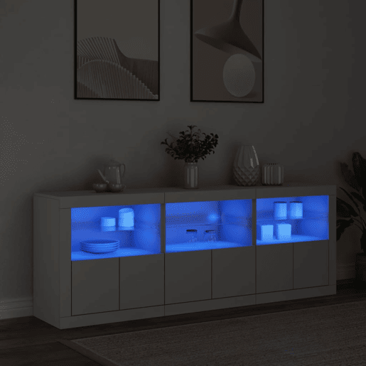Aparador - Bufete - Móvei de apoio com luzes LED 181,5x37x67 cm branco pt1922