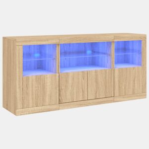 Aparador - Bufete - Móvei de apoio com luzes LED 142,5x37x67 cm carvalho sonoma pt2061