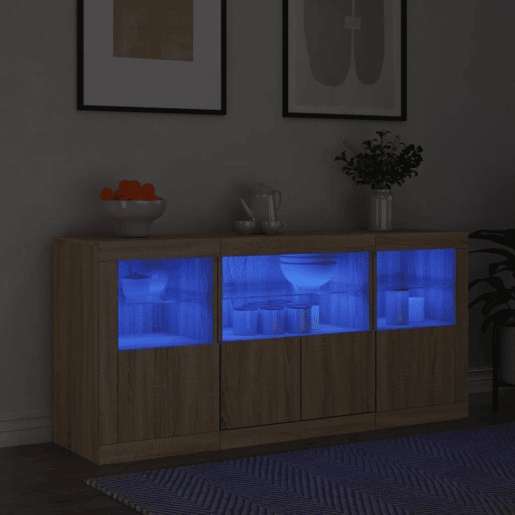 Aparador - Bufete - Móvei de apoio com luzes LED 142,5x37x67 cm carvalho sonoma pt2061