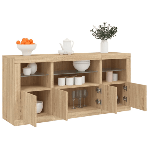 Aparador - Bufete - Móvei de apoio com luzes LED 142,5x37x67 cm carvalho sonoma pt2061