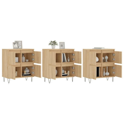 Aparadores - Bufetes - Móveis de apoio 3 pcs derivados de madeira cor carvalho sonoma pt5298