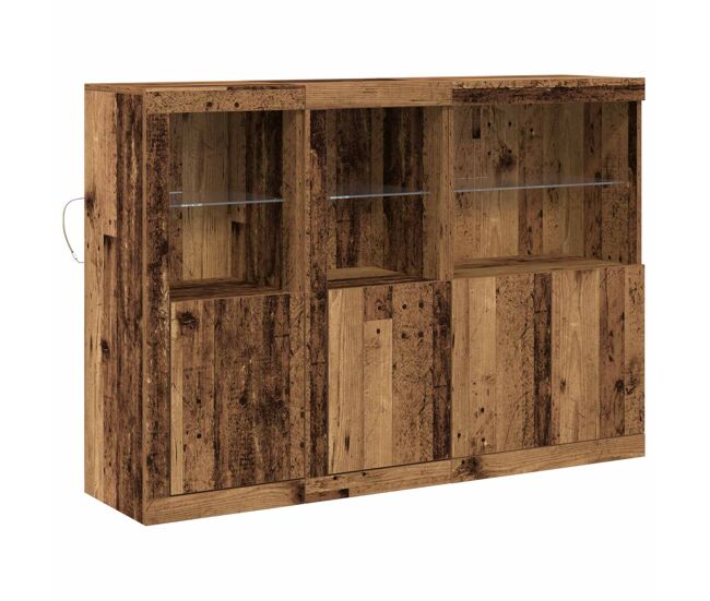 Aparador - mueble de almacenamiento led madera vieja 142,5 x 37 x 100 cm es4147