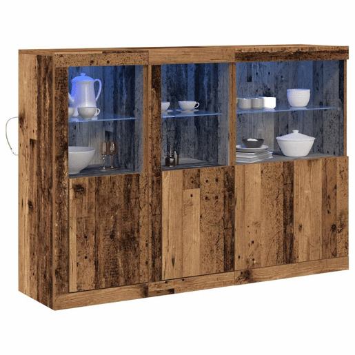 Aparador - Bufete - Móvei de apoio LED Madeira antiga 142,5 x 37 x 100 cm pt4147
